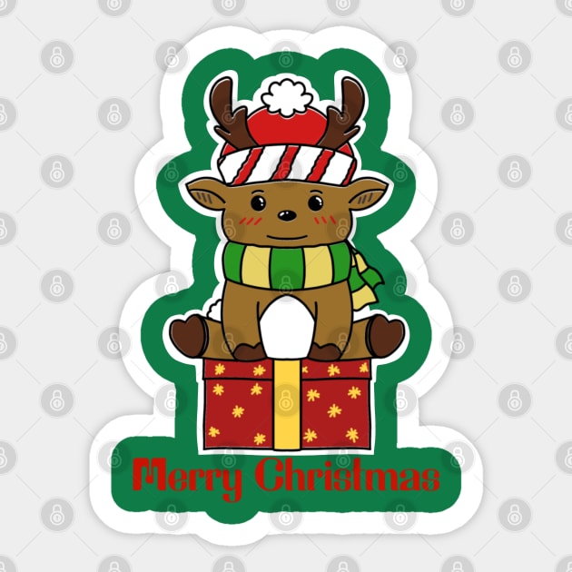 Cute Deer on Christmast Day Sticker by RiyanRizqi